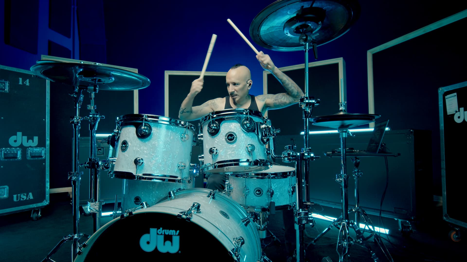 DWe Artist Roy Mayorga playing DWe drums